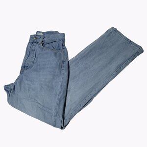 Topshop Jeans Womens Size 26 Button Fly Straight Leg High Rise Light Wash Denim